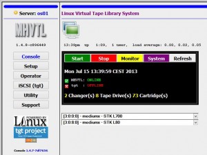 MHVTL Webmanagement Console GUI