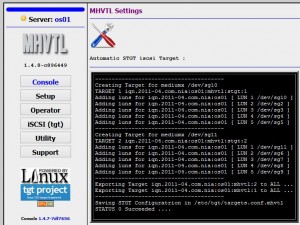 MHVTL Webmanagement Console GUI - iSCSI target Konfiguration