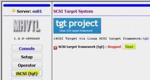 MHVTL Webmanagement Console GUI - iSCSI target aktivieren
